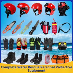 PATGEAR | Water Rescue Equipment Set Including Cutting Knife Flashlight Helmet Gloves Boots Rope Bag