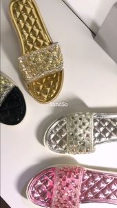 SandSo - 1701 Diamond PTY Sandals Wanita Perempuan Jelly Rubber Karet Empuk Lentur Karet Sendal Slip On Slipper Flip Flop Flipper Flat Sandal Slop Selop Teplek Slide Rumah Kamar Mandi Pantai Kerja Kantor Tapak Anti Air Cewe Cewek Sol Sole Mule Plain Polos