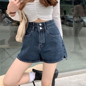 Quần Short Denim Chữ a Cạp Cao Cho Nữ Mùa Hè 2023 Quần Ống Rộng Dáng Rộng Che Mập Thời Trang Mới Về Quần Jeans