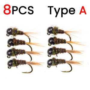 ICERIO#16Barbed Tungsten Bead Head Jig Nymph Fly Euro Perdigon Pheasant Tail Fast Sinking Trout Perch Grayling Fly Fishing Lures