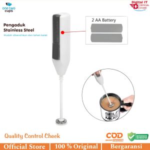 Pengaduk Kopi Elektrik Stainless Steel | Milk Frother Mini Hand Mixer 2 AA Battery | Pengocok Telur Susu & Minuman Praktis Portable