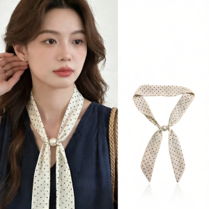 Coffee-colored Polka Dot Scarf