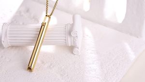 Mindfulness Breathing Necklace Stress Relief Pendant Stainless Steel Anxiety Breathe Necklace for Women Men