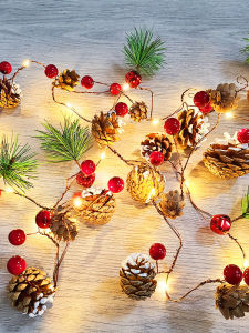Christmas Decorative LED Light String Pinecone And Pine Needle Design Colorful Festival Lighting Battery Operated Romantic