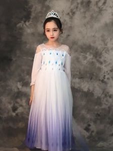 🇲🇾{READY STOCK} Frozen 2 Dress Costume Elsa White Long Dress & Sleeve Good Quality Birthday Party Dress Princess