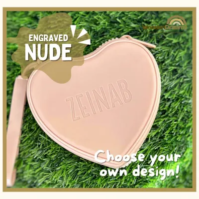 PERSONALIZED Silicone Heart Shaped Coin Purse Pouch Wallet (Laser Engraving)