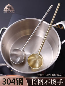 Food Grade 304 Stainless Steel Long Handle Soup Spoon Kitchen Home Commercial Use Large Size for Serving Soup And Hot Oil