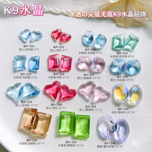Transparent Chinese Diamond Nail Ornament K9 Crystal Ice Cube Square Diamond Super Shiny Big Crooked Heart Pink Blue Purple Shaped Diamond