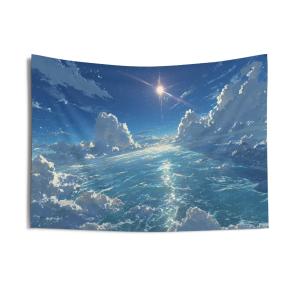 VIKAMA Healing Series Clear Sea Flowing Light Tapestry Fresh Ins Wind Background Cloth Living Room Decoration Room Decoration