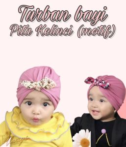 Turban bayi kelinci motip Dinda 0-2 th / Turban Bayi Pita Kelinci / turban anak / turban bayi perempuan Always Barokah Store