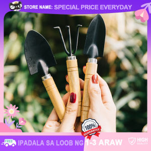 3Pcs Gardening Tools Set Metal Iron Shovels Rake with Wood Handle Easy Digging Planting Transplanting Loosening Soil for Home Office Potted Plants Gardening Equipment Kit