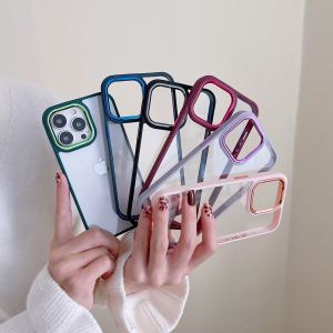 IPhone casing 14 Pro bumper-acrilik metal lens camera back case