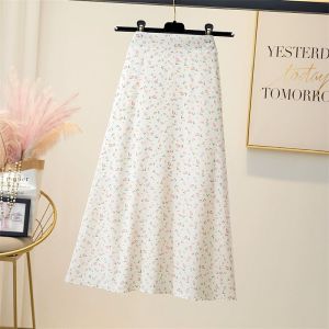 Gentle Floral Chiffon Half Skirt High Waist Draping Spring Summer New Style A-Line Umbrella Skirt Small Size Midi Skirt