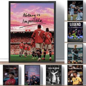 Modern Inspirational Football Wall Art Famous Footballers Canvas Prints Motivational Quotes Suitable for Gym Office Bedroom