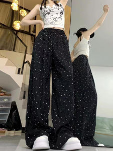 Quần Ống Rộng Bằng Lụa Băng Dài Thường Ngày Cho Nữ Mùa Hè 2024 Quần Dài Ống Rộng Cạp Cao Phong Cách Hàn Quốc