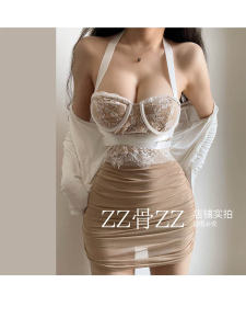 Street Style Short Lace Splice Vest Neck Hanging Design Chest Highlighting Summer New Arrival Fashion Women's Tank Top