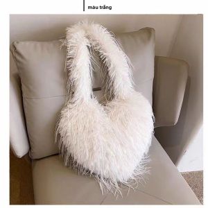 Túi Đeo Chéo Hình Trái Tim Lớn Thời Trang Mùa Thu Đông Cho Nữ Túi Đeo Vai Bằng Vải Nỉ Hình Trái Tim Túi Xô Mềm Có Khóa Từ