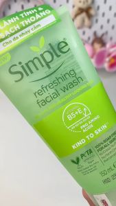 Combo 2 sữa rửa mặt Simple cho da nhạy cảm Refreshing Facial Wash Gel 150ml sạch thoáng lành tính màu xanh lá