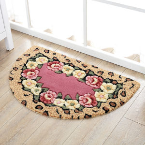 Meixin Flower Half Circle Door Mat Absorbent Waterproof Bathroom Bedroom Entrance Rug Non Slip Floor Mat Home Decor Rug