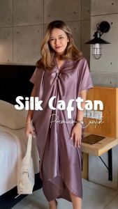 Kaftan Wanita Satin Maxmara Polos Simple Elegan Mewah Terbaru Kondangan Lebaran Kekinian Viral