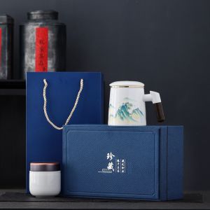 Jade Tea Water Separating Cup Ceramics Mug Tea Can Set