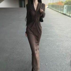 CHANGTONG | Retro Fashion Slim Fit Pencil Maxi Dress