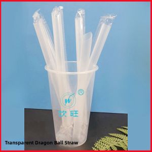 Large Diameter Thick Long Dragon Ball Straws Disposables Individually Packaged Red Black Clear