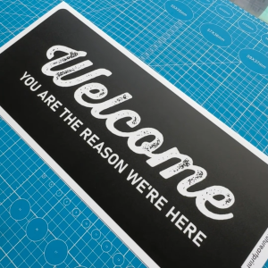 Welcome. Premium Sticker Sign Notice Signage. Greeting Shop Visitor Guest. Selamat Datang.