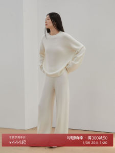 Autumn Winter Prank Baosulan Merino Wool Knitted Sweater Set Women Wide Leg Pants Two Piece Set Fashionable Comfortable Ladies Ensemble