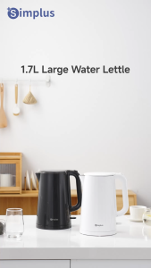 Simplus 1.7L Electric Kettle 1500W Fast Heating 304 Stainless Steel Inner Anti-Dry Burn Protection Double Layer Anti-Scalding Two-stage Open Lid