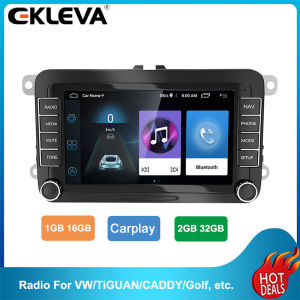 7 นิ้ว Android 2 Din รถวิทยุสเตอริโอ FM RDS บลูทูธ WiFi นำทาง GPS Autoradio Carplay สำหรับโฟล์คสวาเกน VW แคดดี้กอล์ฟ Skoda ที่นั่ง