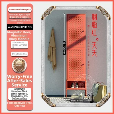Metal Steel Entranceway Cabinet Outdoor Door Back Storage Shoe Rack Balcony Cabinet Home Use Iron Thin Panel Organizer