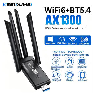 Kebidumei | KEBIDUMEI 1300Mbps WiFi Adapter Network Card Dual Band 2.4G/5GHz Bluetooth 5.4 Wireless Receiver Transmitter For Desktop Laptop