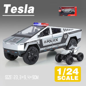 LEO 1:24 Tesla Pickup Police Car Diecast Model Car Alloy Cars Toys Collection Gift For Kids Boy Girl