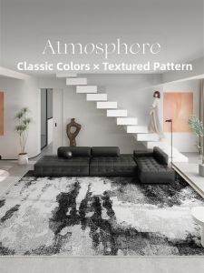 OULINFEI | Modern Abstract Black Carpet for Living Room and Bedroom Easy Clean