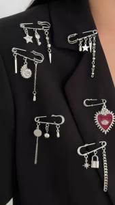 Ingemark | Ingemark 6Pcs/Set Vintage Punk Metal Tassel Brooch Women Men Creative Heart Star Conch Shape Pendant Suit Pants Pin Accessories