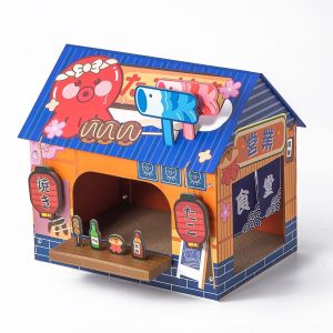 Large Size Pet Cat Scratching Board House Two-In-One Corrugated Paper Box Gray Board Paper Wear-Resistant Half-Closed Design