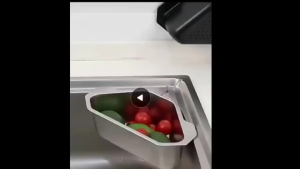 <𝙇𝒂𝙯𝑺𝙜𝑴𝙖𝒍𝙡> Triangle Sink Strainer - 304 Stainless Steel Drain Basket with Hook & Suction for Kitchen Corner Storage