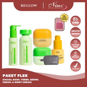 (Ready Free Gift) Reglow Paket Flek Hitam | Facial Wash Toner Serum Cream dan Night Cream