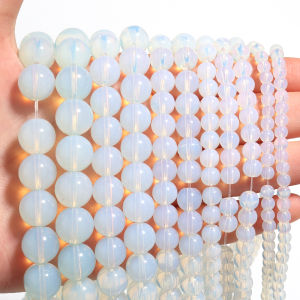 1 Strand Natural White Opal Stone Beads 4-12mm Loose Gemstone Bead for Jewelry Making DIY Bracelets Necklace Charms Accessories