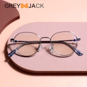 Grey Jack Kacamata Antiradiasi Blueray Model Oval Ringan Bahan Titanium Fashionable Simple Kokoh Bisa Lensa Minus Pria Wanita 696