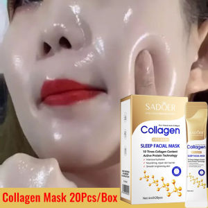 Collagen Sleeping Mask Untuk Melembabkan Menghaluskan kulit Firming Masker Anti Penuaan Anti Kerut Pemutih Pelembab Otot Lifting Peregangan Melengkapi 【20 Buah/Kotak】