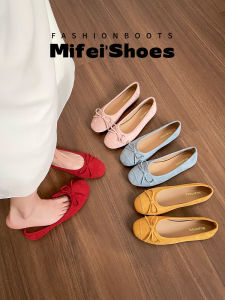 MIFEI | Leather Red Flats Soft Soled Ballet Pumps