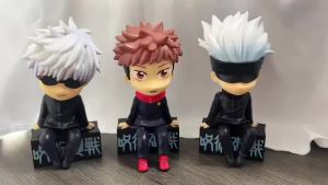 Bandai | New Jujutsu Kaisen Anime Figure Q Version Sitting Satoru Gojo Action Figure Itadori Yuji Figurine Car Ornaments Model Doll Toys