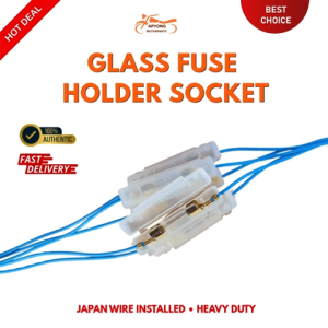 GLASS FUSE HOLDER WITH FUSE INSIDE JAPAN WIRE INSTALLED HEAVY DUTY