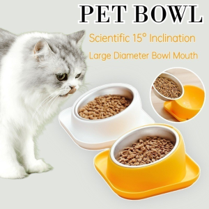Pet Bowl Dog Food Bowl Cat Bowl Inclined Stainless Anti Spill Pet Neck Protective Feeder