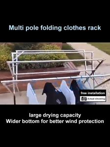 Jemuran baju stainless lipat besi kuat Tiang pengering pakaian multifungsi Rak pengering pakaian lantai drying racks