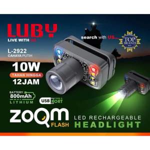 Senter Kepala LUBY 10 Watt LED Zoom Headlamp 2922L Dengan 5 mode Pencahayaan Tahan Sampai 12 Jam