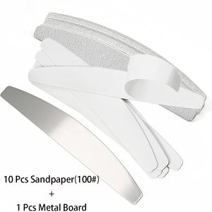 10pcs Replacement Nail Files with One Steel Manicure Pedicure Nail Art Tool Sanding Gel Remove Accessories 80/100/180/240 Grit