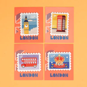 Exquisite British Stamps Adhesive Backed Embroidery Patches Stationery Hand Books Garment Supplies